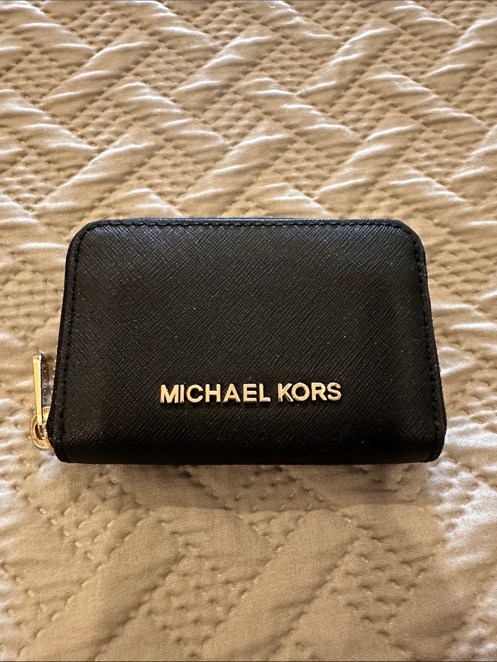 Michael Kors Black Card Holder Organizer with Gold Hardware